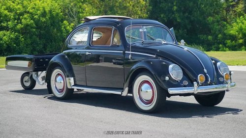 Volkswagen, 1957 Volkswagen Beetle For Sale In Stunning Black Over Red, With Matching Trailer Listed At $...