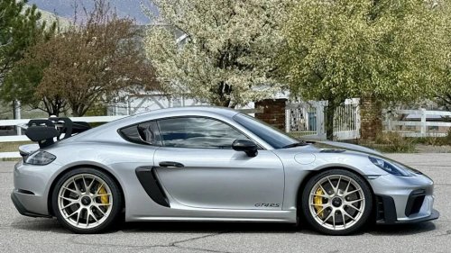 2023 Porsche 718 Cayman GT4 RS Weissach, at $148,000 with 2 days left on BaT, just 4,100 miles and the full Weissach package