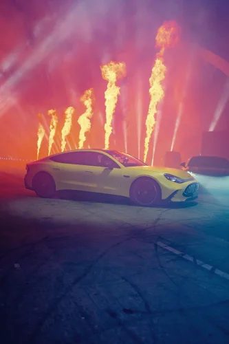 Blink-182, Brad Pitt, and George Russell Join Mercedes-AMG to Unveil a Fun-Forward EV
