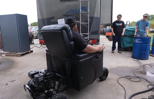 They Turned a Recliner Into an Off-Road Go-Kart, Raced It, and Immediately Crashed