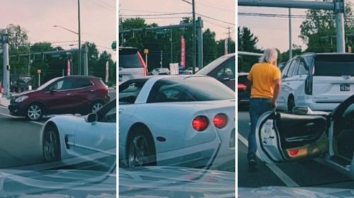 Corvette Driver Blocks SUV From Entering Traffic, Sparks Viral Debate Over Who Was Wrong