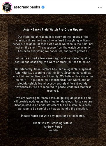 Scout Motors Trademark Fight Stops Sales of an $875 Watch
