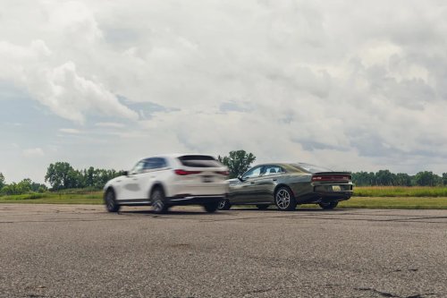Mazda, Mazda CX-90, Dodge, Dodge Charger, Dodge Charger R/T, Mazda's Three-Row CX-90 Is Lighter and Faster Than a 420-HP Dodge Charger R/T We Tested