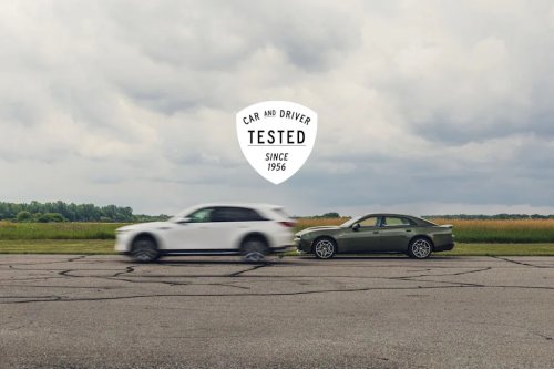 Mazda, Mazda CX-90, Dodge, Dodge Charger, Dodge Charger R/T, Mazda's Three-Row CX-90 Is Lighter and Faster Than a 420-HP Dodge Charger R/T We Tested