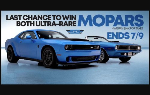 Last Chance! Enter to Win Two Ultra-Rare B5 Blue Mopars Before Entries End 7/9