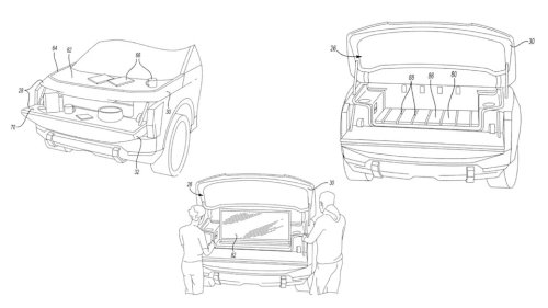 Ford, The ultimate temptation to switch to an EV truck: what if it had a 'frunk' with a TV in for tailgating parties? Ford submitted a patent for this idea — could we see it on the upcoming Fathom electric pickup?