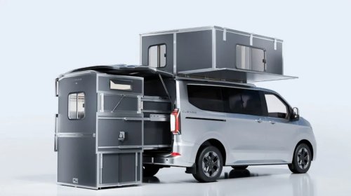 Foldable and modular, the Cubivan camping system turns your van into a full camper with kitchen
