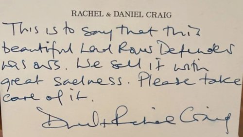 Land Rover, Rover, Daniel Craig’s Land Rover Sells For $56,000, Handwritten Note Included