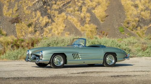 Mercedes-Benz, Mercedes-Benz SL, Rare Light Green 1957 Mercedes-Benz 300 SL Roadster With Camoradi Racing Roots Heads To The Quail
