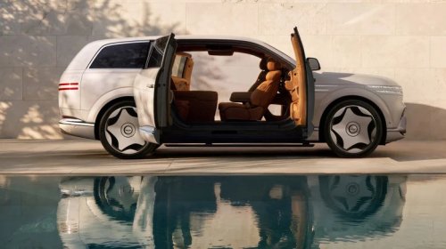 Genesis, SUV, Genesis GV90 Puts Coach Doors, Heated Floor And A Huge Pop-Up TV Into Flagship EV SUV