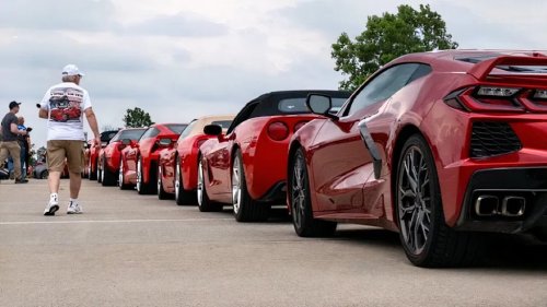 Man Arranges 300 Corvettes Into Massive American Flag For Charity
