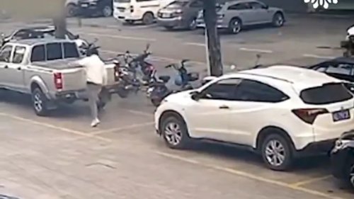 Yes, Parking Fail Turns into Full Meltdown—And Yes, He Kicks the Truck
