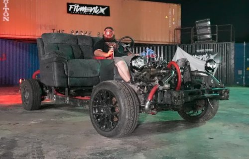 He Ripped a V8 out of a Denali, Strapped It to a Couch, and Accidentally Lost a Wheel at 55 MPH