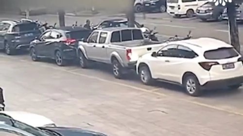 Yes, Parking Fail Turns into Full Meltdown—And Yes, He Kicks the Truck