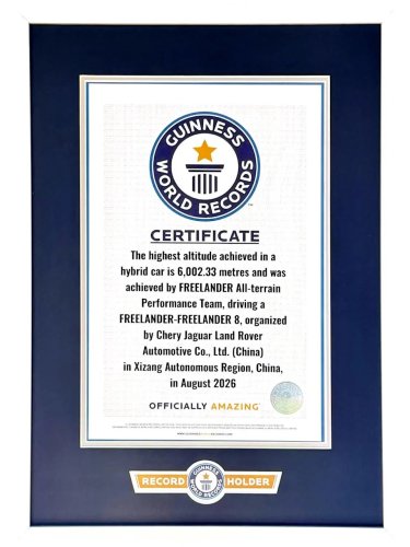 Reborn Freelander 8 Sets Guinness Hybrid Record at 19,693 Feet