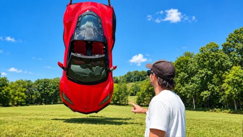 WhistlinDiesel Tortures a $100K Corvette Z06 With a Firehose, Crane and 9,000-Pound Horse