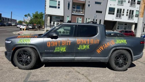 Frustrated Rivian R1T Owner Spray-Paints Truck, Launches “Rivian Is Junk” Protest Website