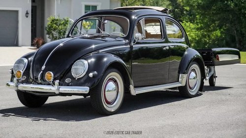 Volkswagen, Volkswagen Beetle, 1957 Volkswagen Beetle For Sale In Stunning Black Over Red, With Matching Trailer Listed At $...