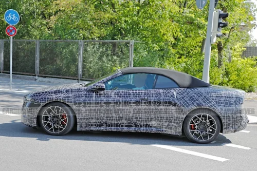 BMW, BMW i4, BMW's Rumored i4 Convertible Finally Spotted Testing with Soft Top and Neue Klasse Styling