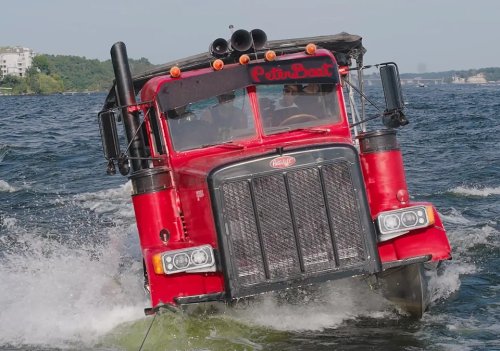 YouTubers Drop a Semi-Truck Cab on a $3,000 Pontoon—And Almost Sink It