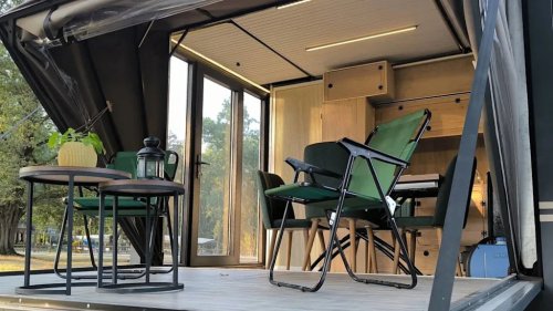 This Compact Camper Opens Like an Accordion and Turns Into a Tiny Off-Grid Cabin