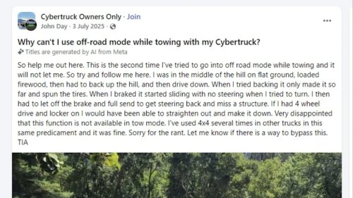 Tesla, Cybertruck, Ford, Ford F-150, A Tesla Cybertruck Owner Was Told to Just 'Buy a Ford F-150' After a Towing Fail
