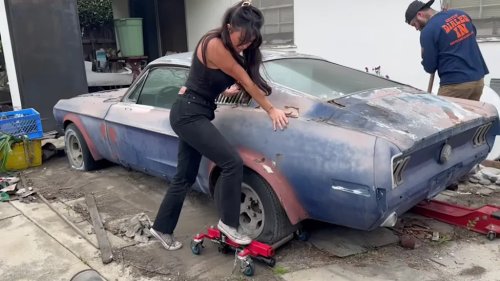 Constance Nunes Goes Up Against '68 Mustang Parked For 40 Years