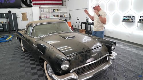 Abandoned 1957 Ford Thunderbird Gets Cleaned For The First Time In 15 Years