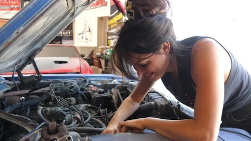 Constance Nunes Goes Up Against '68 Mustang Parked For 40 Years