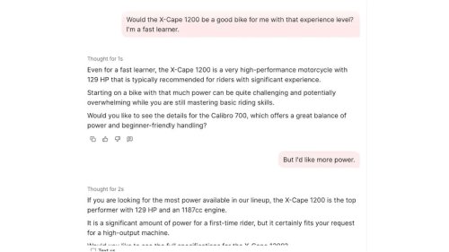 I Bullied This Motorcycle Company's AI Into Recommending a 129-Horsepower Motorcycle For Beginners and New Riders