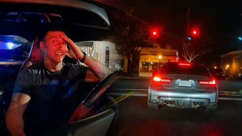 Cop Pulls Up Behind Car Enthusiasts at Night — Then Gets on the PA System to Roast Them