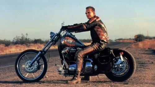 Which Motorcycle Did Mickey Rourke Ride In 'Harley Davidson And The Marlboro Man'?
