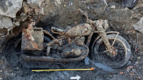 This Well-Preserved German Military Motorcycle Was One Of Many Relics Buried In WWII Waste Pit Uncovered By A Drying Danube