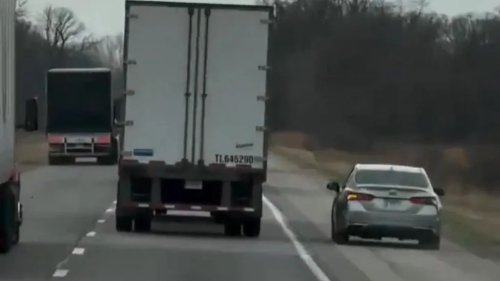 A Camry Driver Brake-Checked Two Semis Blocking the Highway. The Internet Can't Agree Who Was Wrong
