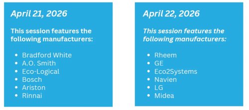 Heat Pump Water Heater Training for Earth Day with 12 Manufacturers
