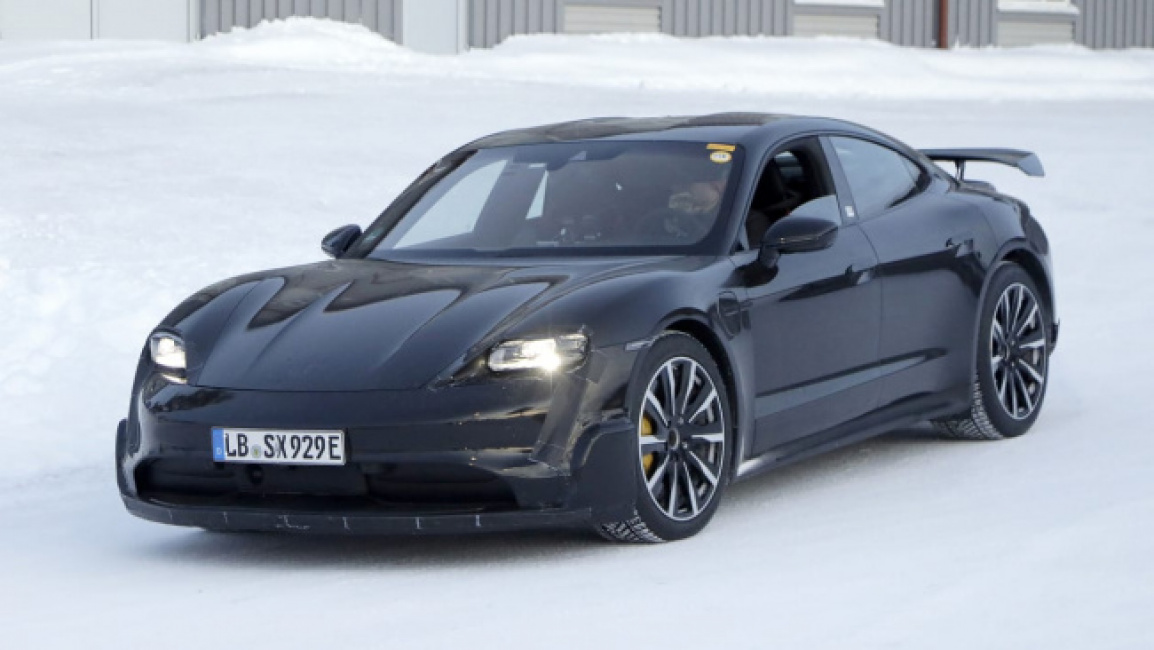 Porsche Taycan facelift winter testing - front angle