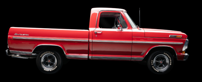 handpicked, trucks, american, news, muscle, newsletter, sports, classic, client, modern classic, europe, features, luxury, celebrity, off-road, exotic, asian, german, f-100 hides a 427 v-8 under the hood and you get double the chances to win it