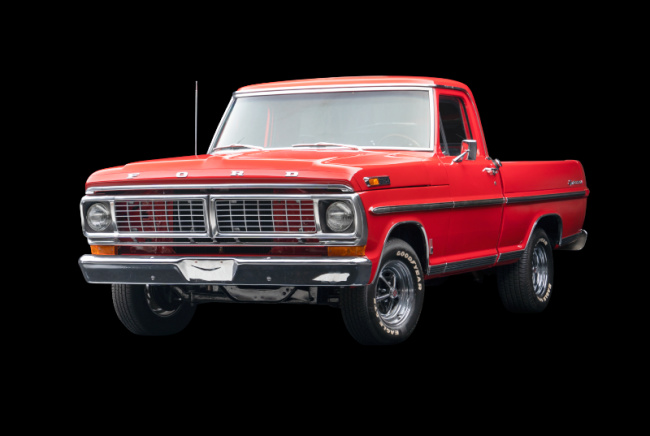 handpicked, trucks, american, news, muscle, newsletter, sports, classic, client, modern classic, europe, features, luxury, celebrity, off-road, exotic, asian, german, f-100 hides a 427 v-8 under the hood and you get double the chances to win it