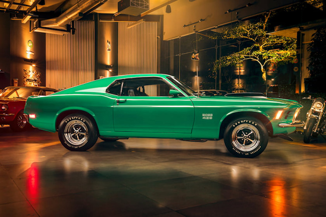 muscle cars, classic cars, grabber green 1970 ford mustang boss 429 is a mint-condition homologation special